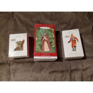 Hallmark Star Wars 3 Ornaments Jedi Master Yoda Obi-Wan Kenobi Luke Skywalker
